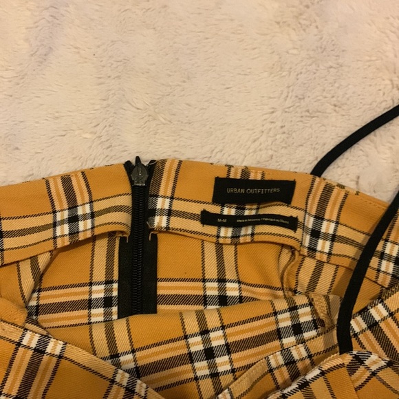 Urban Outfitters Yellow Plaid Mini Dress Size M - Picture 4 of 5